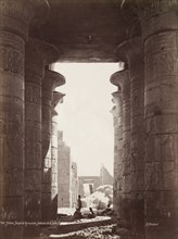 Thebes, Temple of the Ramesseum, Interior of the Hypostyle Hall, 1870s. Henri Béchard (French).