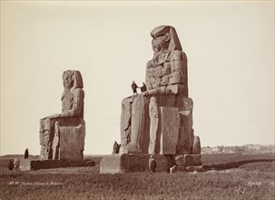 Thebes, The Colossi of Memnon, 1870s. Henri Béchard (French). Albumen print from wet collodion