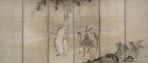 Su Shi (So Shoku), early 1600s. Unkoku Togan (Japanese, 1547-1618). Pair of six-fold screens; ink,