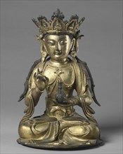 Seated Guanyin, 1368-1644. China, Ming dynasty (1368-1644). Gilt bronze with polychromy; overall: