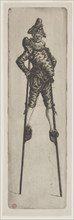 Punchinello on Stilts, c. 1888. Henri Charles Guérard (French, 1846-1897). Etching; sheet: 27.5 x 8