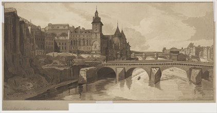 Selection of Twenty of the Most Picturesque Views in Paris:View of Pont au Change, 1802. Thomas