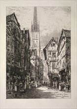 A Street in Rouen, 1884. Maxime Lalanne (French, 1827-1886). Etching on chine collé; sheet: 34.3 x