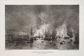 Conflagration in the Port of Bordeaux, 1869. Maxime Lalanne (French, 1827-1886), Cadart & Luce, rue