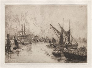 On the Thames (Canterbury, Eng., Aug. 1884.), 1884. Stephen Parrish (American, 1846-1938). Etching;