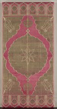 Lampas silk cushion cover, early 1600s. Turkey, Istanbul or Bursa. Lampas: silk and gilt-metal