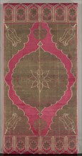 Brocaded Silk Cushion Cover & Iranian Striped Silk Surround, early 1600s. Turkey, Bursa or