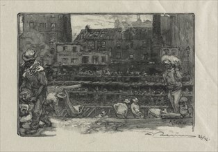 La Revue Illustrée: Unloaders of Plaster (Canal St. Martin), 1890. Auguste Louis Lepère (French,