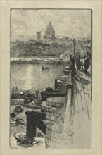 [Fishermen on  a Pier, Paris]. Auguste Louis Lepère (French, 1849-1918). Wood engraving; sheet: 22
