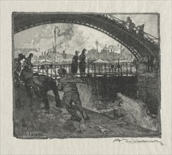 published in Harper's magazine: The Lock of the St. Martin Canal, 1890. Auguste Louis Lepère
