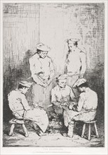 The Potato Peelers. Théodule Ribot (French, 1823-1891), A. Cadart & F. Chevalier, rue Richelieu, 66