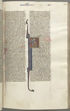 Fol. 112r, Kings II, historiated initial F, the beheading of the Amalekite, c. 1275-1300. Southern