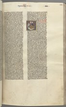Fol. 123r, Kings III, historiated initial E, an attendant bringing Abishag to David who lies on a