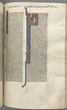 Fol. 238r, Proverbs, historiated initial P, Solomon instructing Rehoboam, c. 1275-1300. Southern