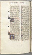 Fol. 358v, Micah, historiated initial V, Micah kneeling, bust of God above, c. 1275-1300. Southern