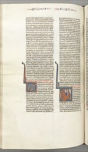 Fol. 362v, Zephaniah, historiated initial V, Zephaniah kneeling with a scroll, bust of God above, c