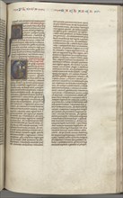 Fol. 370r, Maccabees I, historiated initial E, Mathathias slaying the idolatrous Jew, c. 1275-1300.