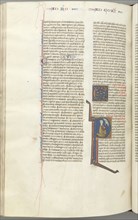 Fol. 440v, Corinthians I, historiated initial P, Paul kneeling talking to the bust of God above, c.