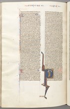 Fol. 477v, Peter, historiated initial P, Peter with a key, talking to the bust of God above, c.
