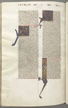 Fol. 481v, Jude, historiated initial I, Jude standing with a scroll, c. 1275-1300. Southern France,