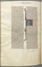 Fol. 482v, Revelations, historiated initial A, John seated at a desk writing to the Seven Churches