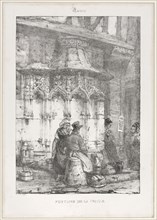 Architectural Remains and Fragments: Rouen - Fontaine de la Crosse, 1827. Richard Parkes Bonington