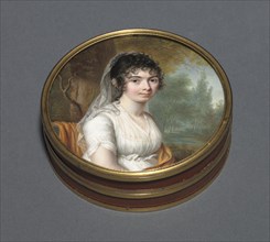 Portrait of a Lady in a White Dress Seated in a Landscape, 1803. Pierre Louis Bouvier (Swiss,