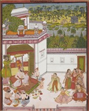 Maharaja of Kotah Listening to Music and Watching Dancers, c. 1820. India, Kotah school, early 19th