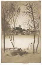 Laburnums and Battersea, 1889-1898. Theodore Roussel (French, 1847-1926). Etching and drypoint