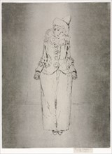 Pierrot en Pied, Portrait of Lady A. C., 1888. Theodore Roussel (French, 1847-1926). Etching
