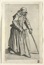 The Beggars: Beggar Woman on Crutches , c. 1623. Jacques Callot (French, 1592-1635). Etching;