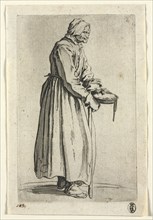 The Beggars: Beggar Woman with Her Alms Bowl, c. 1623. Jacques Callot (French, 1592-1635). Etching;