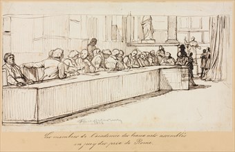 The Members of the Academy of Beaux-Arts Assembled to Jury the Rome Prize, 1841 or 1842. Paul