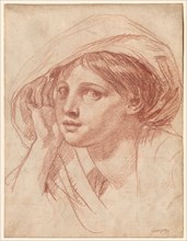 Head of a Young Woman, c. 1785. Jean-Baptiste Greuze (French, 1725-1805). Red chalk on white laid