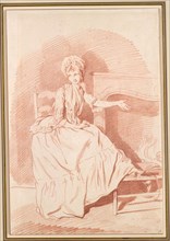 L'Invite, 1775. Louis Rolland Trinquesse (French, ca. 1746-ca. 1800). Sanguine on white woven