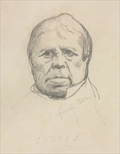 Portrait of Ingres. Albert-Ernest Carrier-Belleuse (French, 1824-1887). Graphite with brown ink;