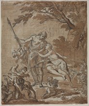 Venus and Adonis, 1713. France, 18th century. Black chalk, pen and gray ink with brown wash;