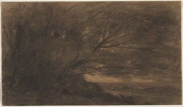 Landscape (The Large Tree), c. 1865-1870. Jean Baptiste Camille Corot (French, 1796-1875). Charcoal