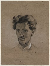 Portrait of a Young Man, c. 1865-1875. France, 19th century. Charcoal with stumping, heightened