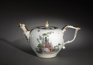 Teapot, c. 1750-1770. Meissen Porcelain Factory (German). Porcelain; overall: 12.9 x 39.2 x 18.3 cm