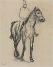 Horse and Rider, c. 1890. Edgar Degas (French, 1834-1917). Black chalk; sheet: 29.5 x 24.3 cm (11