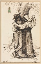 Couple Courting by a Tree, 1871. Léon Bonnat (French, 1833-1922). Pen and brown ink; sheet: 28.5 x