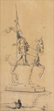 Joan of Arc on Horseback, c. 1889-1899. Emmanuel Fremiet (French, 1824-1910). Pen and black ink,