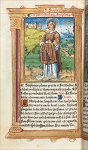 Printed Book of Hours (Use of Rome):  fol. 100v, St. Stephen, 1510. Guillaume Le Rouge (French,