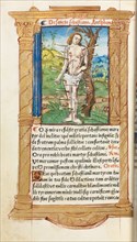 Printed Book of Hours (Use of Rome):  fol. 102v, St. Sebastian, 1510. Guillaume Le Rouge (French,
