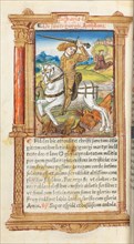 Printed Book of Hours (Use of Rome):  fol. 103v, St. George Slaying the Dragon, 1510. Guillaume Le