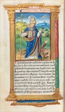 Printed Book of Hours (Use of Rome):  fol. 105v, St. Claude as Bishop, 1510. Guillaume Le Rouge