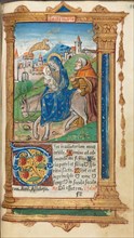 Printed Book of Hours (Use of Rome): fol. 42r, Flight into Egypt, 1510. Guillaume Le Rouge (French,
