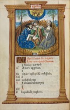 Printed Book of Hours (Use of Rome): fol. 5v, April calendar illustration, 1510. Guillaume Le Rouge