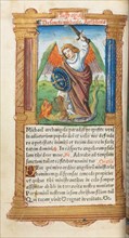 Printed Book of Hours (Use of Rome): fol. 97v, St. Michael the Archangel, 1510. Guillaume Le Rouge